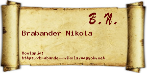 Brabander Nikola névjegykártya